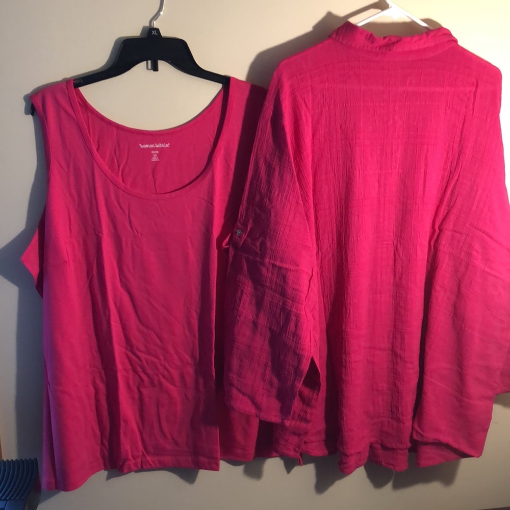 NWOT Woman Within plus size jacket and cami hot pink - Picture 2 of 6